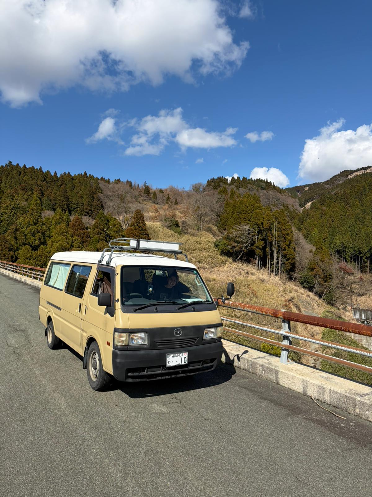 Bongo Brawny Campervan on mountain road