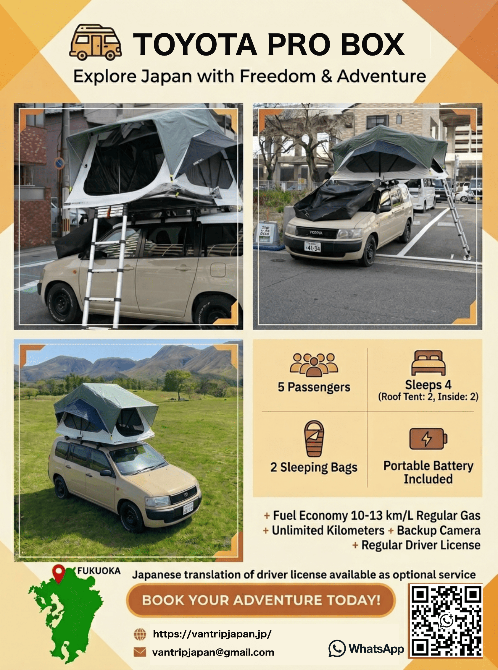 Probox Campervan with roof tent